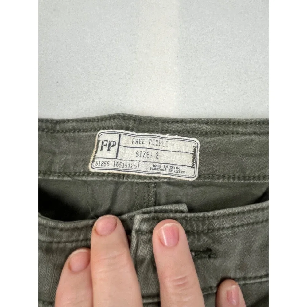 Free People Women Army Green and Black Knee patch Jeans 2
